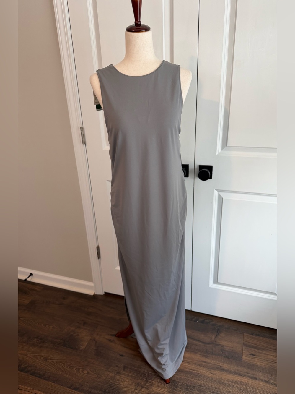 Halara Women's Backless Sleeveless Split Slim Maxi Party Dress Gray NWT Size XL